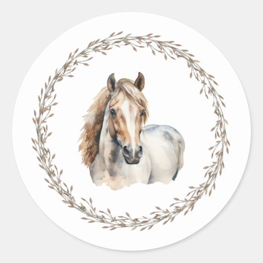 Horse Wreath Gift Stickers  ラウンドシール (正面)
