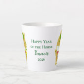 Horse Year Lucky Cute Personalized Name Latte Mug カフェラテマグ (正面)