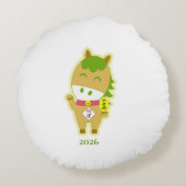 Horse Year Lucky Cute Personalized Round Pillow ラウンドクッション (裏面)