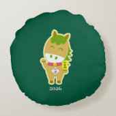 Horse Year Lucky Cute Personalized Round Pillow  ラウンドクッション (裏面)