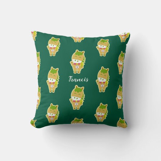 Horse Year Lucky Cute Personalized Throw Pillow クッション (正面)
