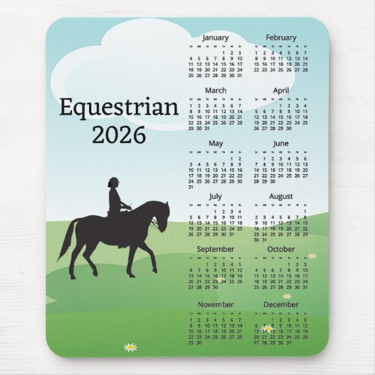 Horseback Riding Design 2026 Calendar Mouse Pad マウスパッド (正面)