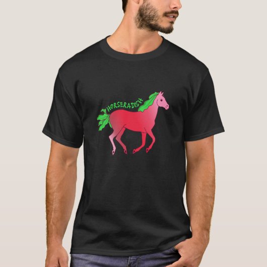 Horseradish Horse Animal Farming Radish Vegetable Tシャツ (正面)