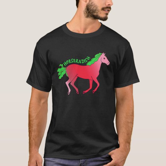 Horseradish Horse Animal Farming Radish Vegetable Tシャツ (正面)