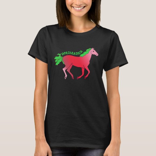 Horseradish Horse Animal Farming Radish Vegetable Tシャツ (正面)