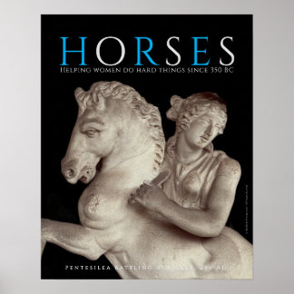 "HORSES"古代ギリシャの+アマゾネス+アートポスター ポスター