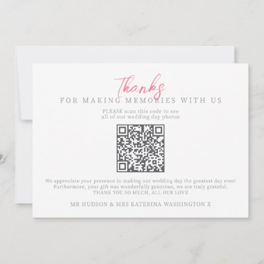 Horses and roses monogram wedding Photos QR Code サンキューカード (裏面)