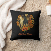 Horses and Sunflowers Throw Pillow クッション (ブランケット)