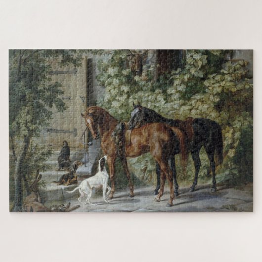 Horses at the Porch (by Albrecht Adam) ジグソーパズル (横)