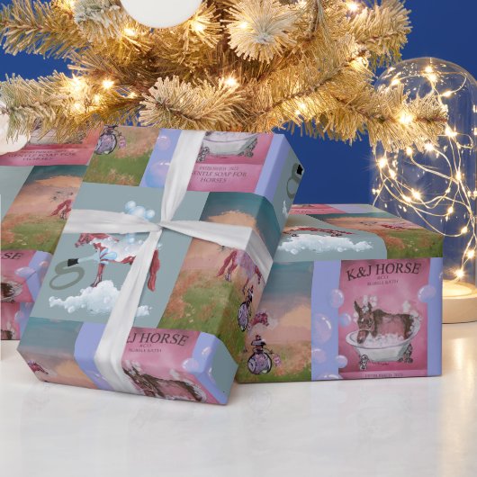 horses bathing ラッピングペーパー (クリスマス)