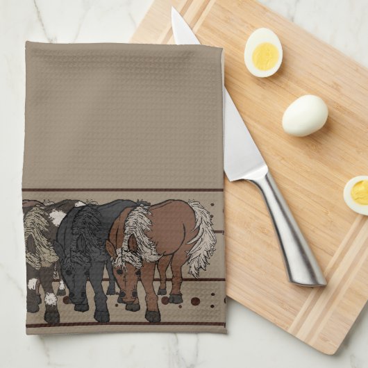 Horses by figdewdrop kitchen towel  キッチンタオル (四つ折り)