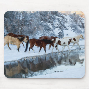 Horses Crossing the Creek マウスパッド