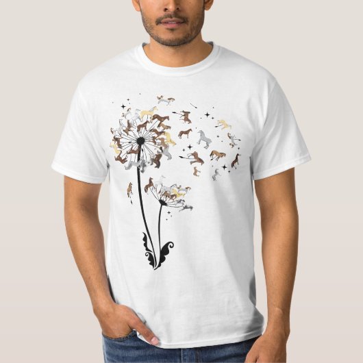 Horses Dandelion Funny Horse 567n8imal Lovers Tee  Tシャツ (正面)
