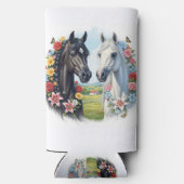 Horses framed by flowers スリム缶クーラー (裏面)