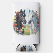 Horses framed by flowers スリム缶クーラー (正面)