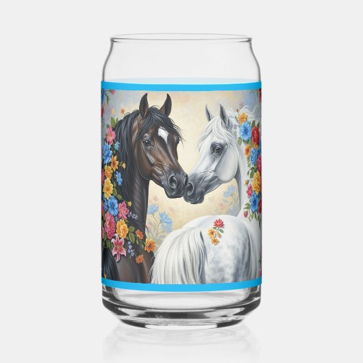 Horses framed in flowers ガラス缶 (正面)