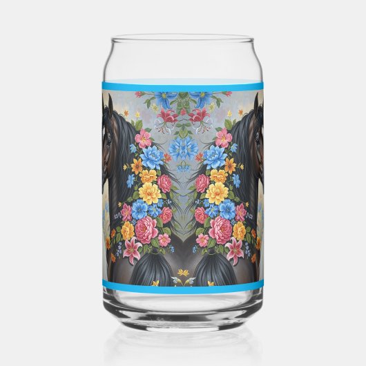  Horses framed in flowers  ガラス缶 (右)