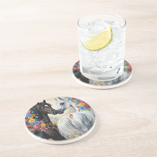  Horses framed in flowers Coaster コースター (側面)
