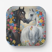 Horses framed in flowers paper plates ペーパープレート (正面)