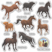 Horses Highland Cows Farm Custom-Cut Vinyl Sticker シール (正面)