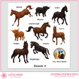 Horses Highland Cows Farm Custom-Cut Vinyl Sticker シール