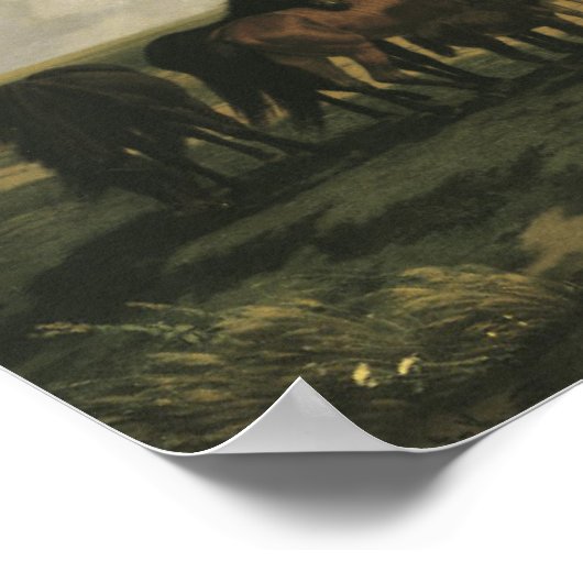 Horses in a Rainstorm (Equine) ポスター (角)