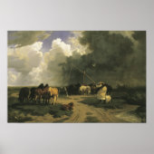 Horses in a Rainstorm (Equine) ポスター (正面)