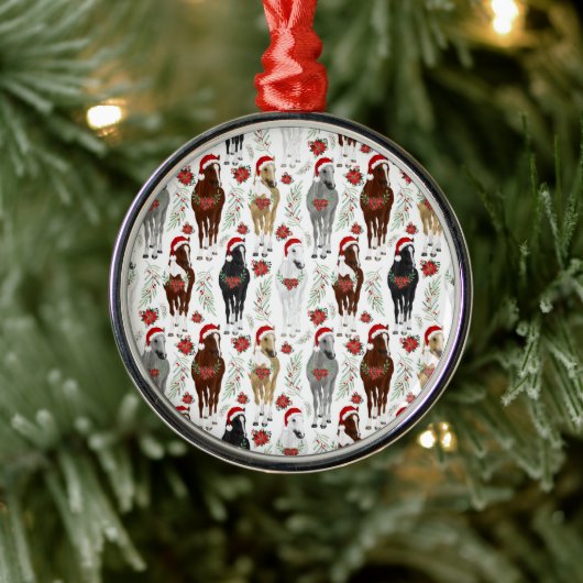 Horses in Santa Hats Christmas Ornament Keepsake メタルオーナメント (ツリー)