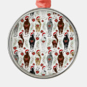 Horses in Santa Hats Christmas Ornament Keepsake メタルオーナメント (正面)