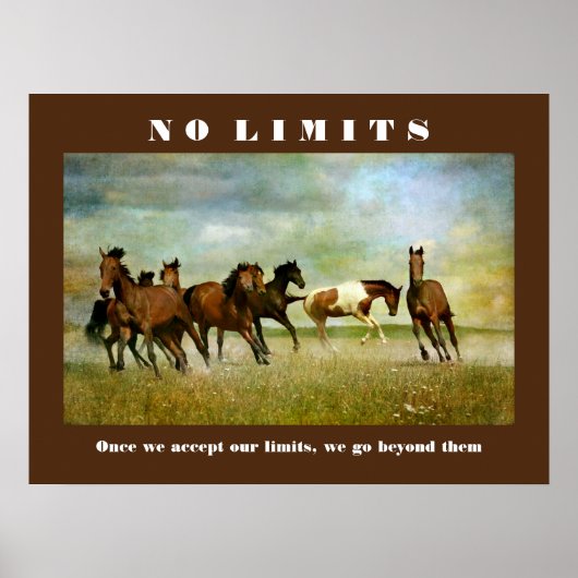 Horses Motivational Inspirational No Limits Quote ポスター (正面)