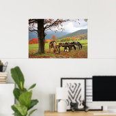 Horses, Mountains, Autumn Poster ポスター (ホームオフィス)