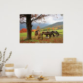 Horses, Mountains, Autumn Poster ポスター (キッチン)