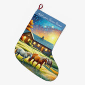 Horses on Farm ラージクリスマスストッキング (正面 (吊り時))