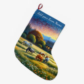 Horses on Farm ラージクリスマスストッキング (正面 (吊り時))