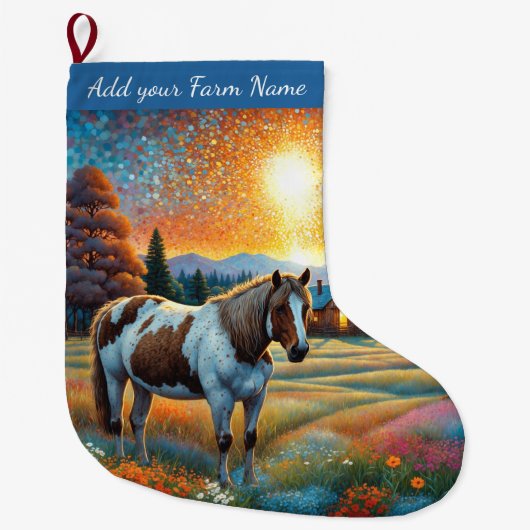 Horses on Farm ラージクリスマスストッキング (正面)