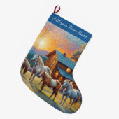 Horses on Farm ラージクリスマスストッキング (正面 (吊り時))