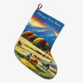 Horses on Farm ラージクリスマスストッキング (正面 (吊り時))