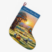 Horses on Farm ラージクリスマスストッキング (正面 (吊り時))