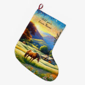 Horses on Farm ラージクリスマスストッキング (正面 (吊り時))