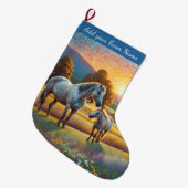 Horses on Farm ラージクリスマスストッキング (正面 (吊り時))