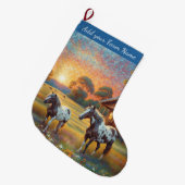 Horses on Farm ラージクリスマスストッキング (正面 (吊り時))