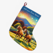 Horses on Farm ラージクリスマスストッキング (正面 (吊り時))