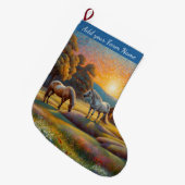 Horses on Farm ラージクリスマスストッキング (正面 (吊り時))