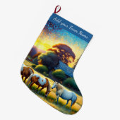 Horses on Farm ラージクリスマスストッキング (正面 (吊り時))