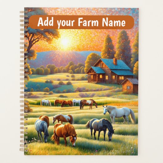 Horses on Farm Wildflower Meadow プランナー手帳 (正面)