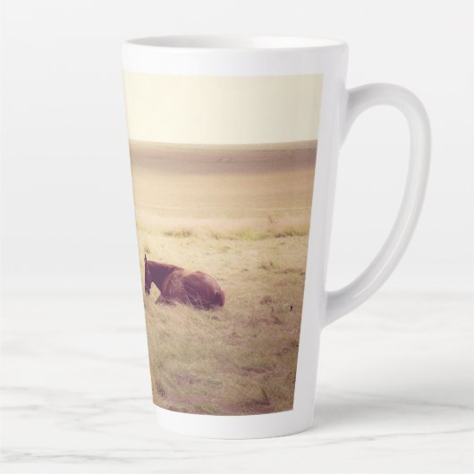 Horses on pasture カフェラテマグ (右)