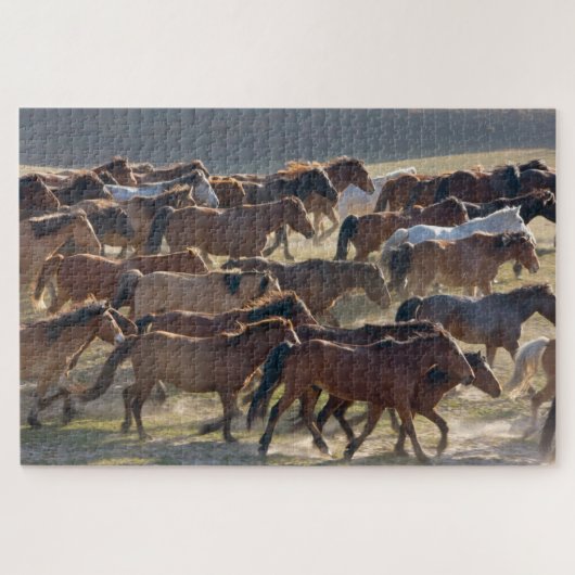 Horses on the ranch, Inner Mongolia, China ジグソーパズル (横)