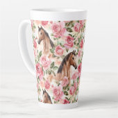 Horses Pretty Pink Roses Floral   カフェラテマグ (左アングル)