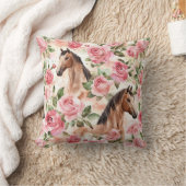 Horses Pretty Pink Roses Floral   クッション (ブランケット)