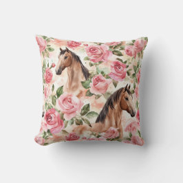 Horses Pretty Pink Roses Floral   クッション